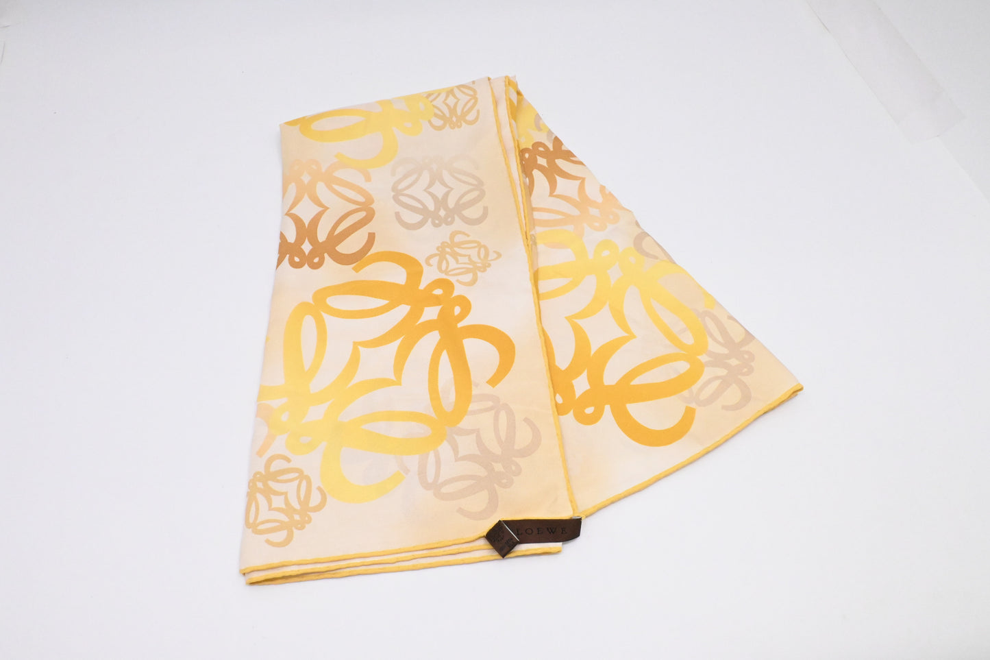 Loewe Scarf in Yellow, White and Brown Silk