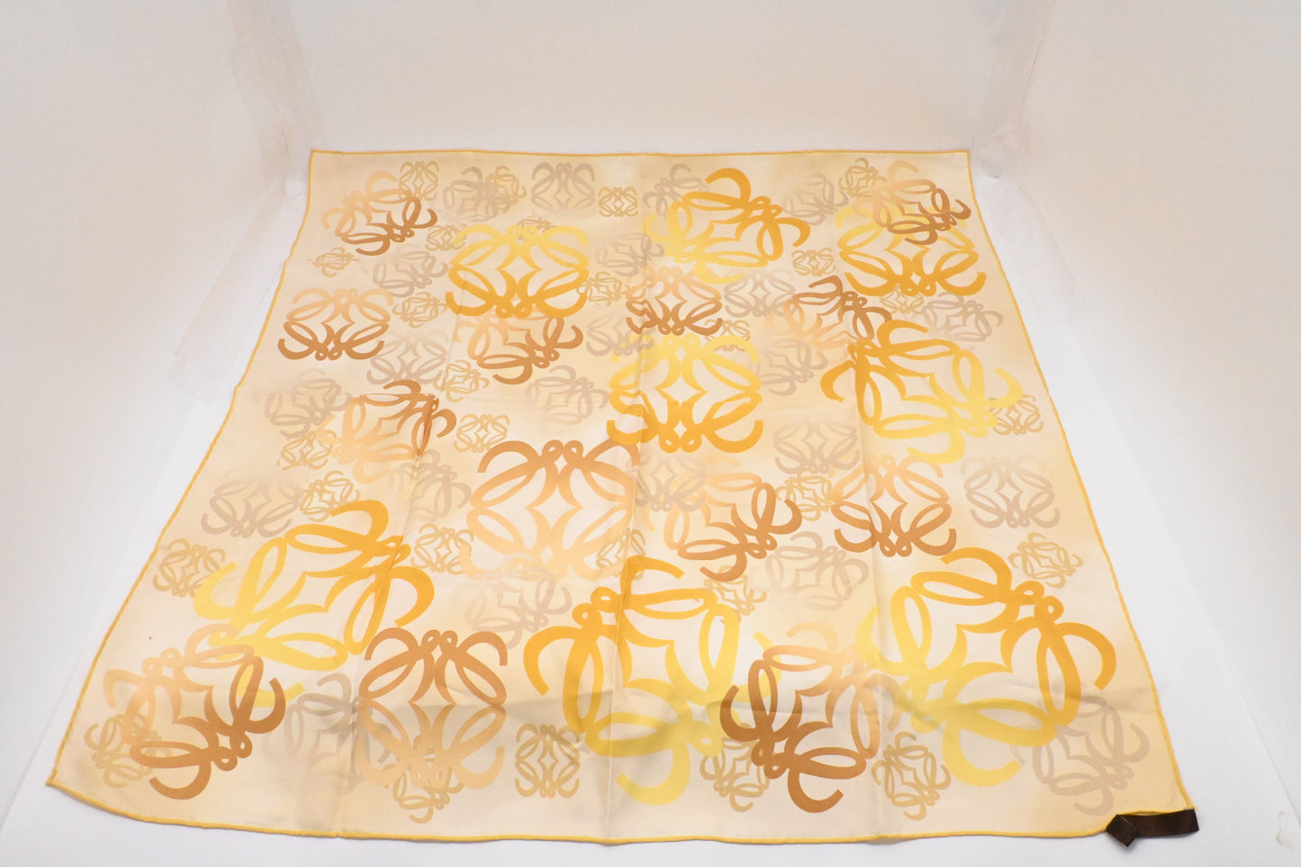 Loewe Scarf in Yellow, White and Brown Silk