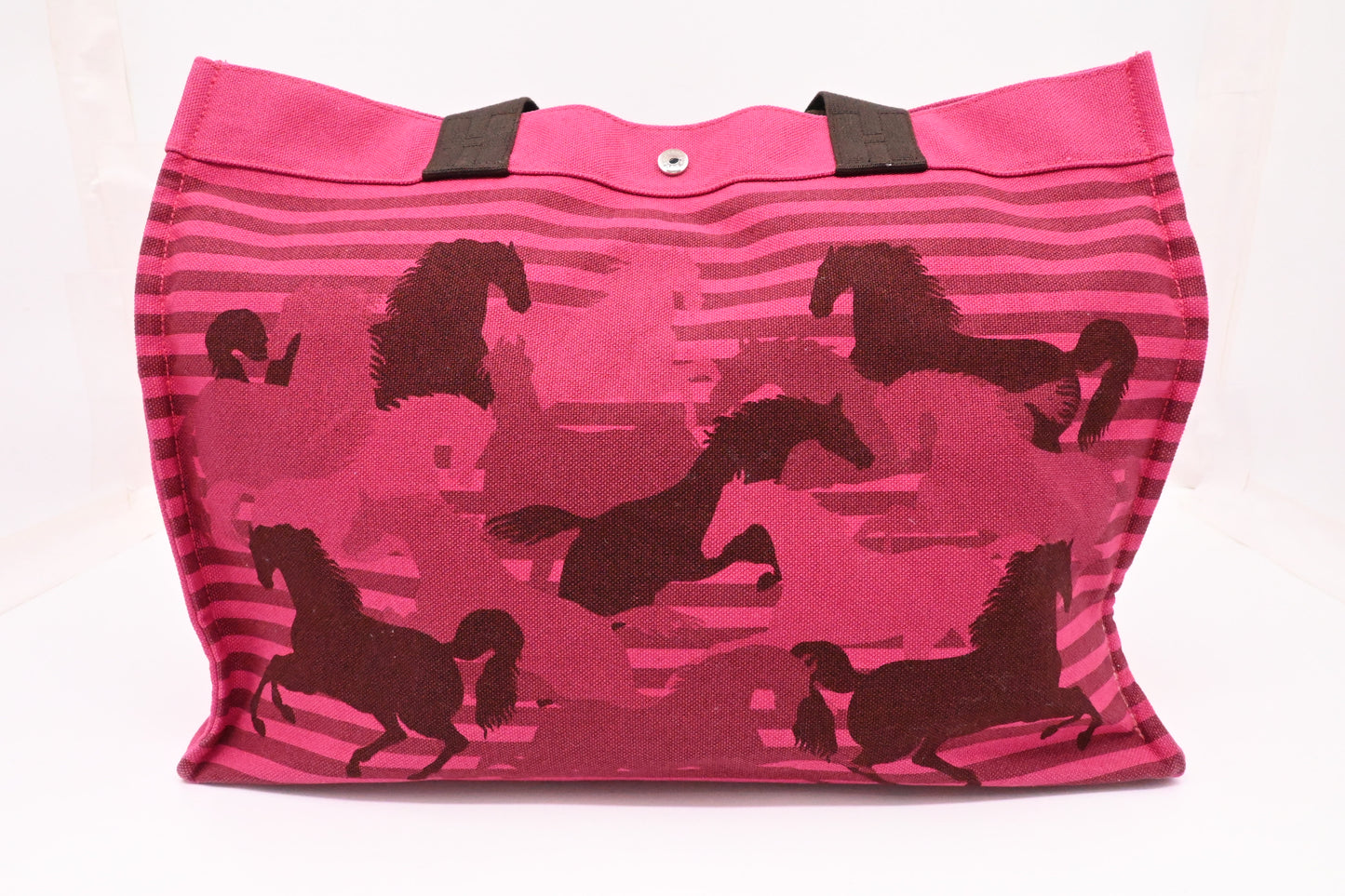 Hermes Chevaux en Camouflage Beach Bag in Pink Canvas