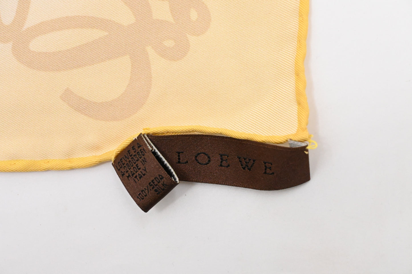 Loewe Scarf in Yellow, White and Brown Silk