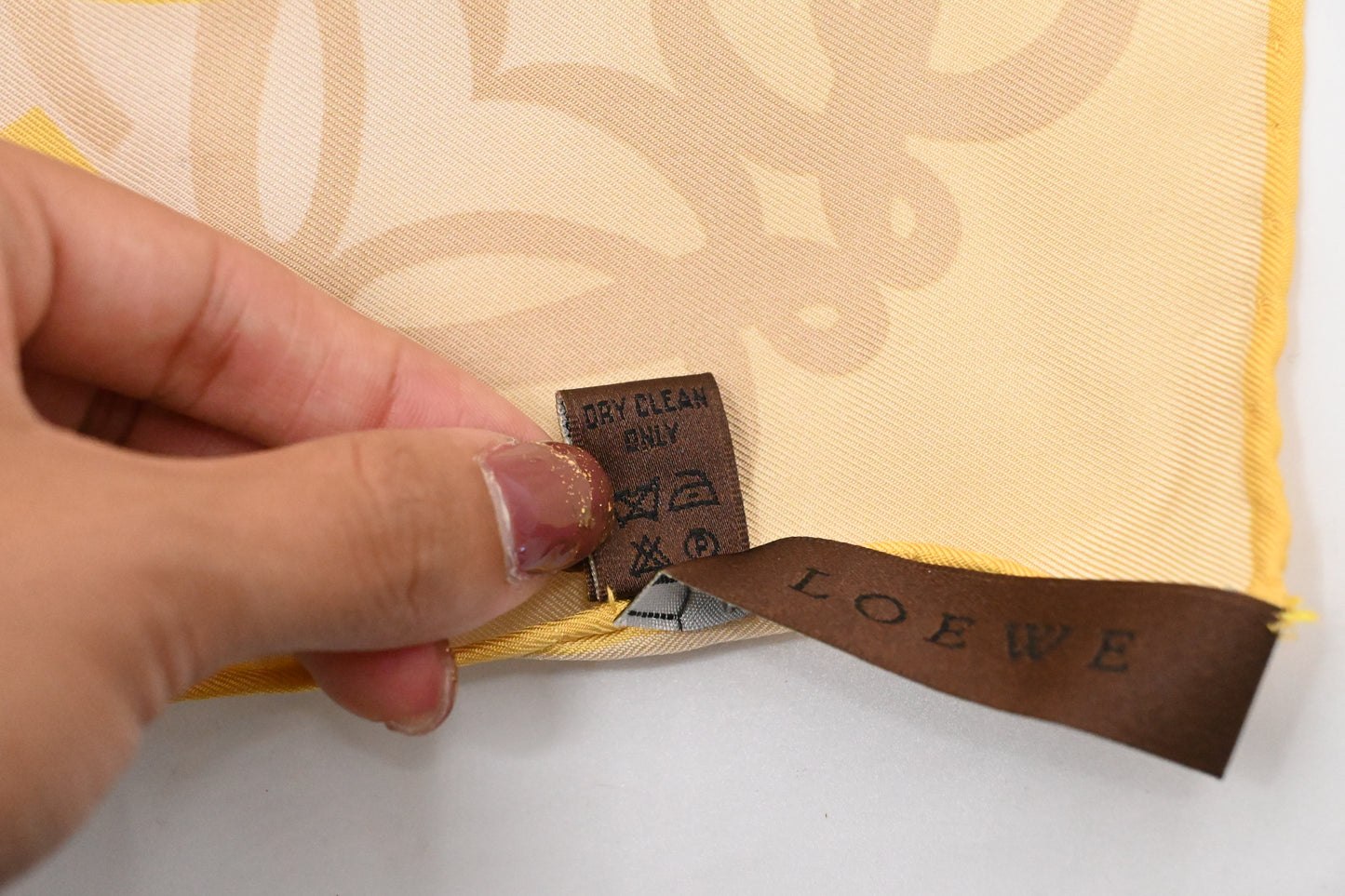 Loewe Scarf in Yellow, White and Brown Silk