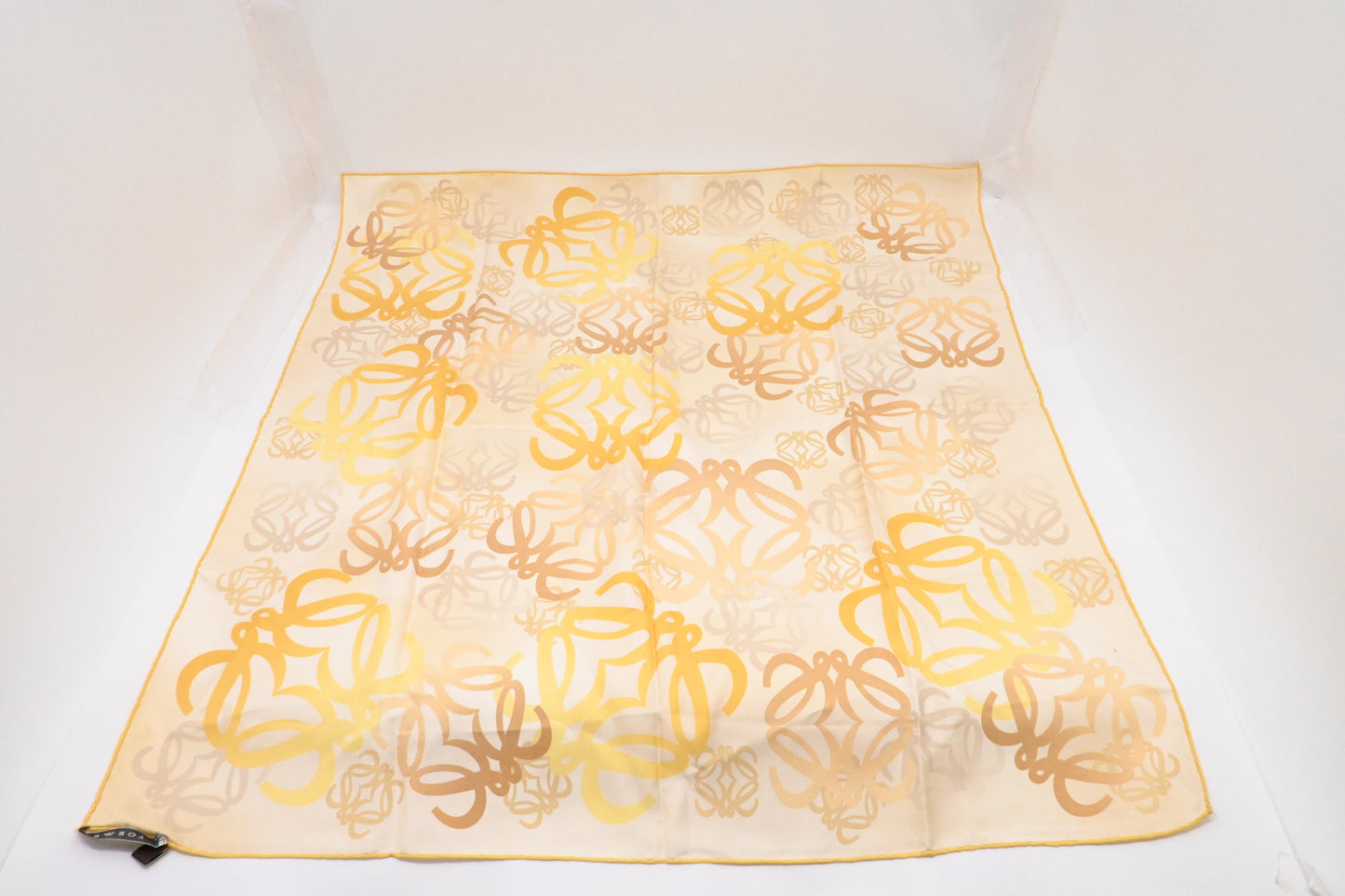 Loewe Scarf in Yellow, White and Brown Silk