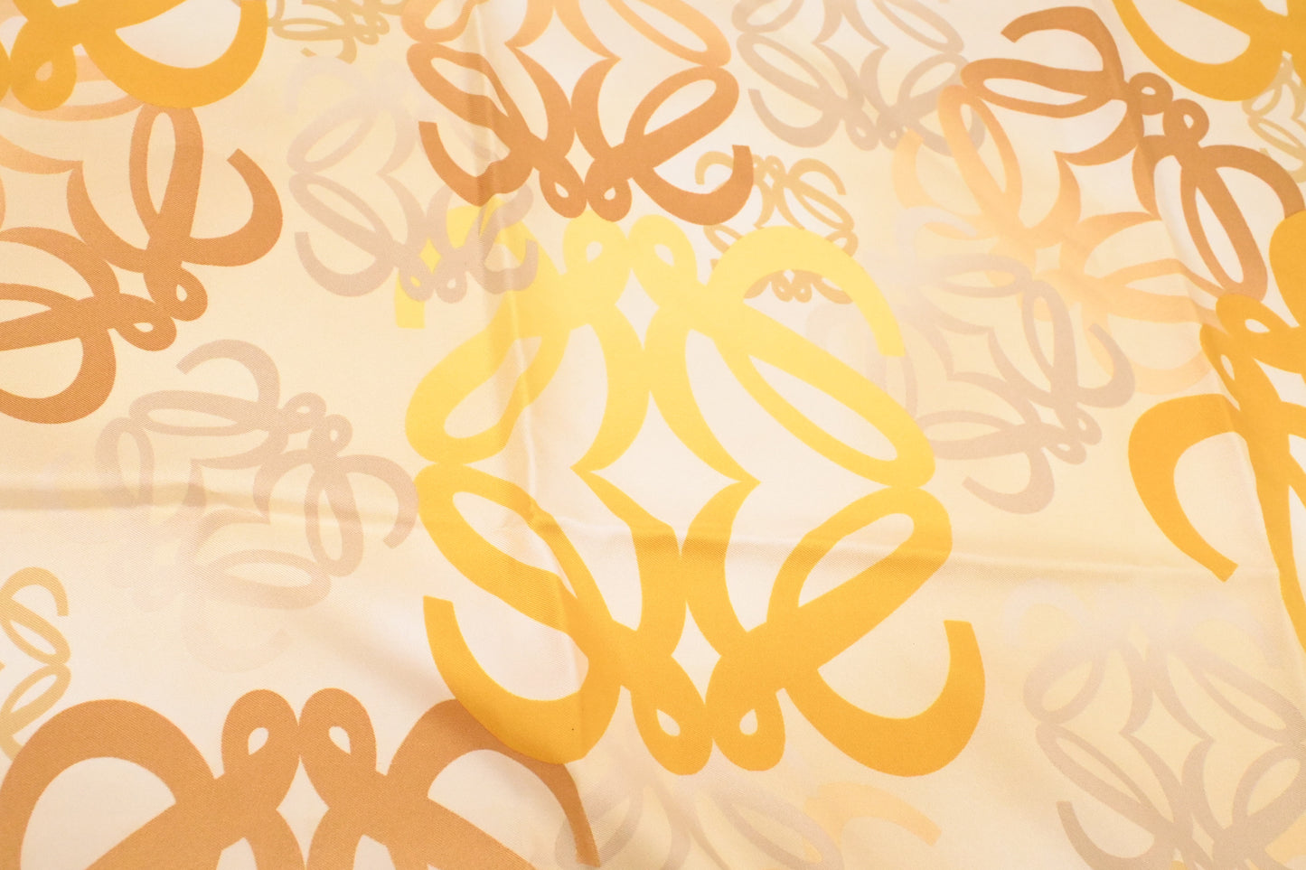 Loewe Scarf in Yellow, White and Brown Silk
