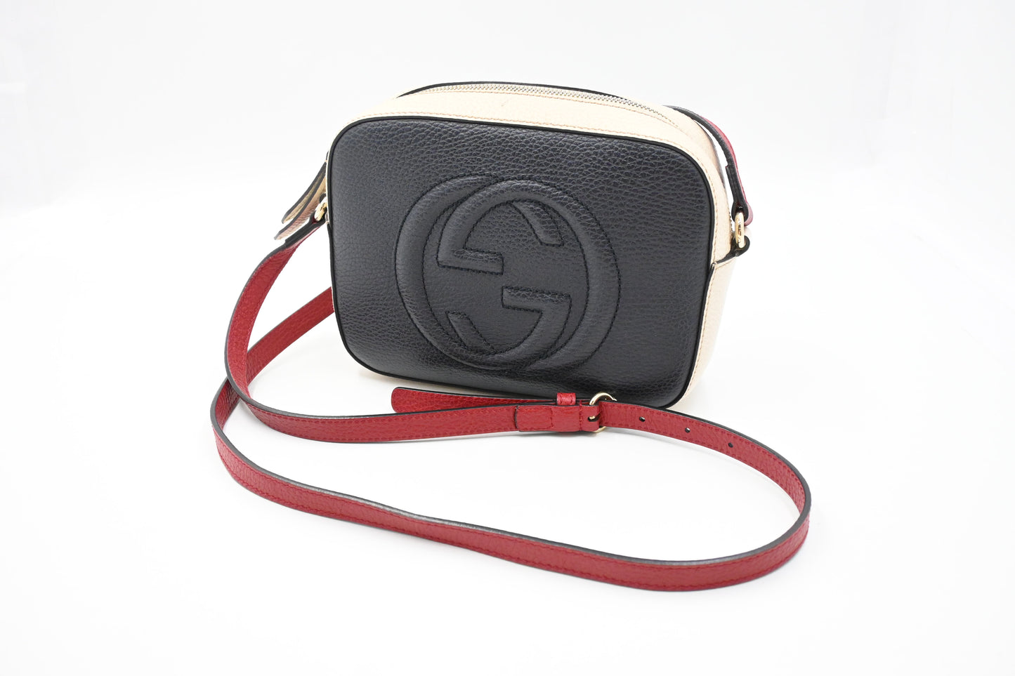 Gucci Soho Crossbody Bag in Blue, White and Red Leather