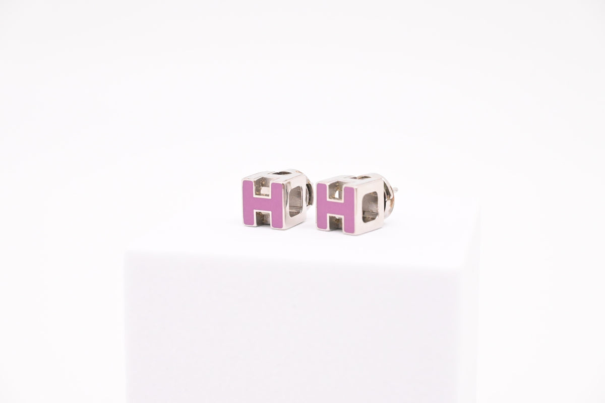 Hermes H Cube Purple Earring