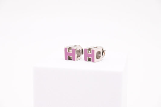 Hermes H Cube Purple Earring