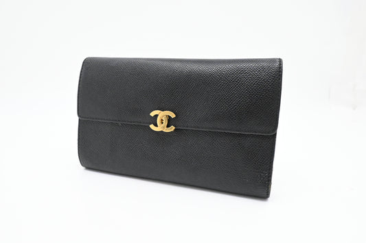 Chanel Trifold Wallet in Black Leather