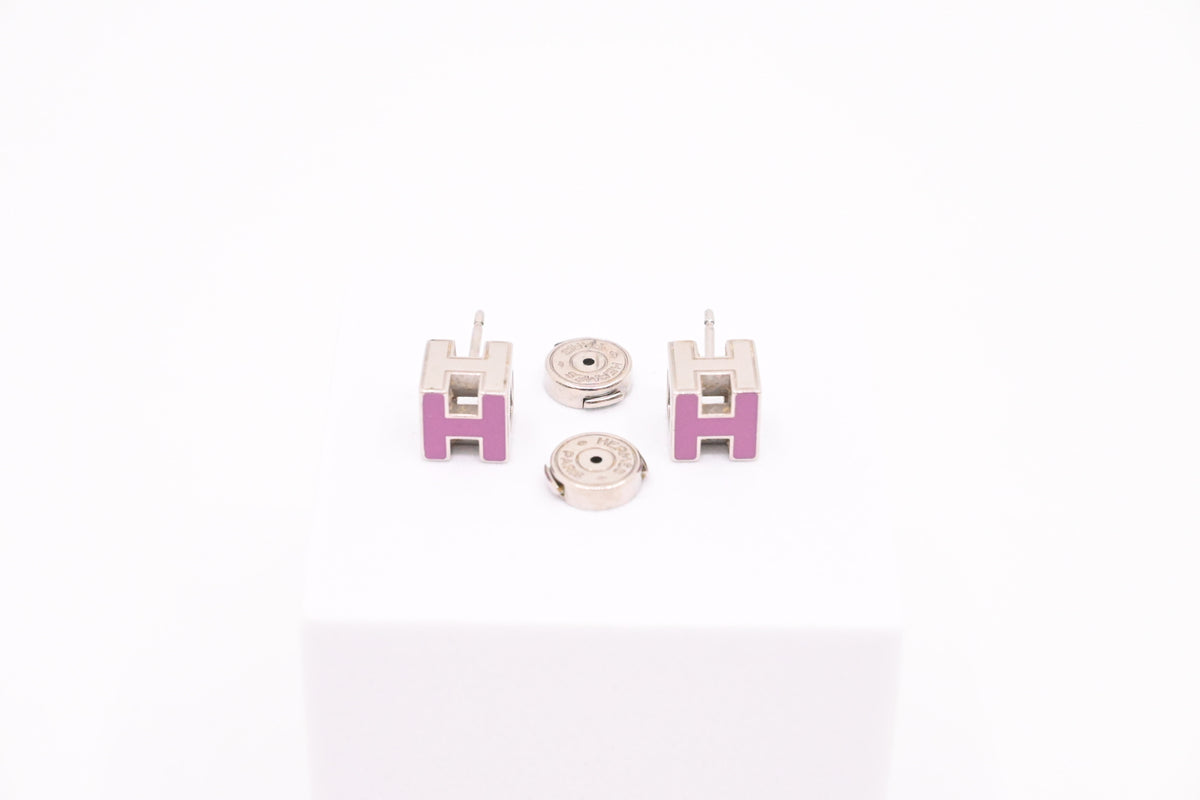 Hermes H Cube Purple Earring