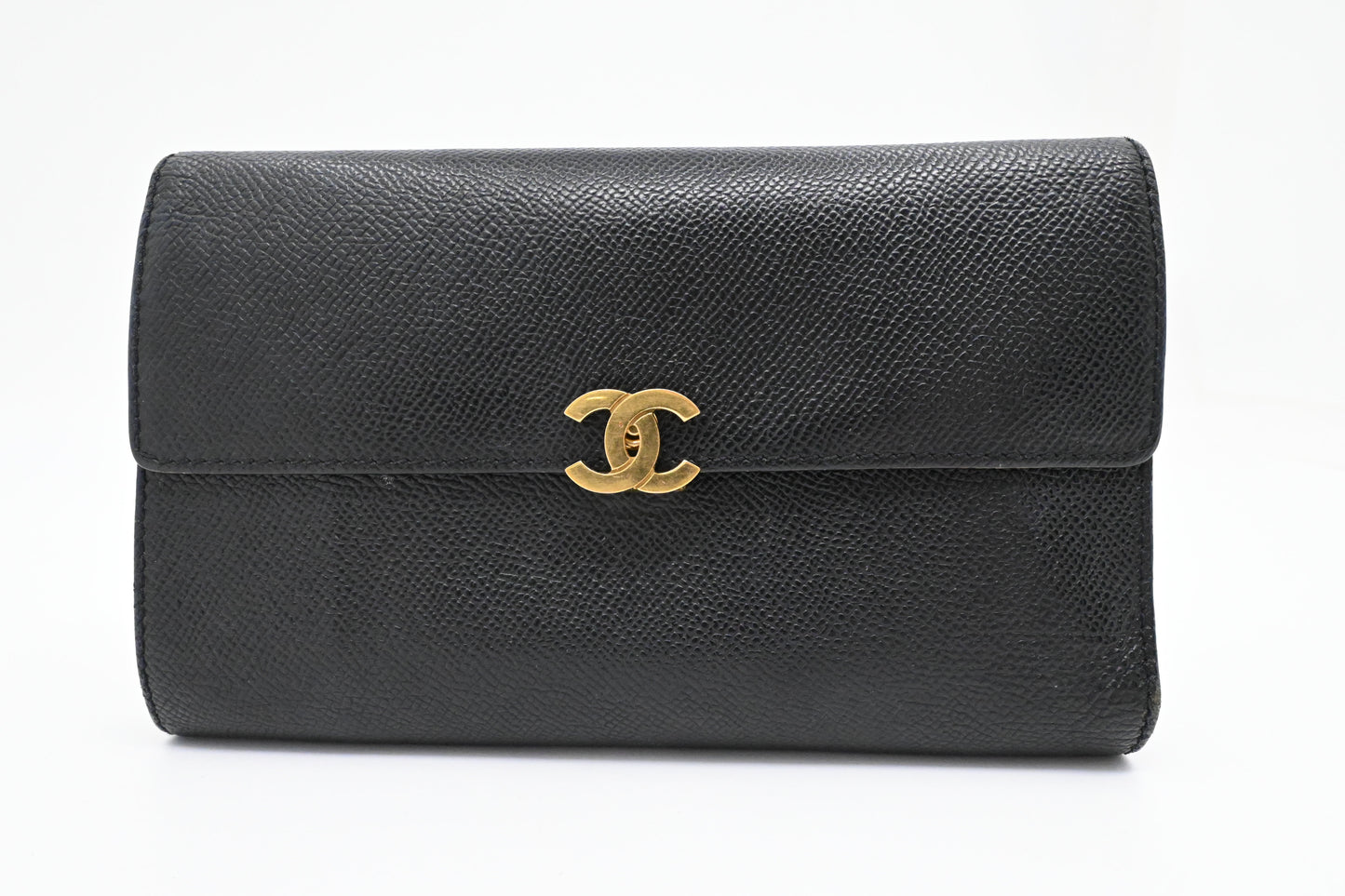 Chanel Trifold Wallet in Black Leather