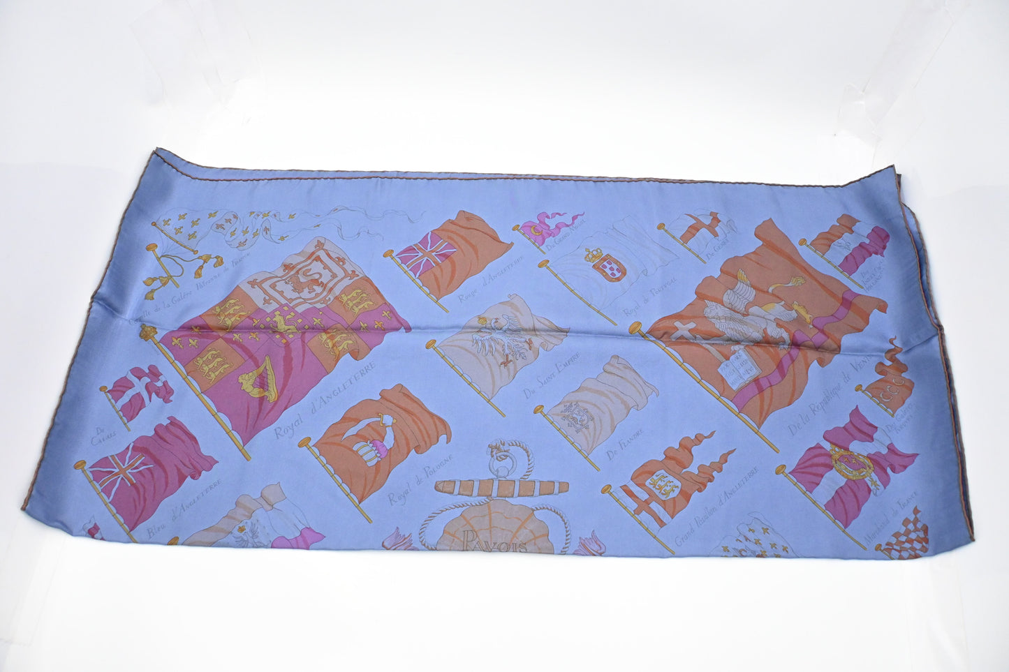 Hermes 'Pavois' Carre 90 in Blue Dip Dye Silk