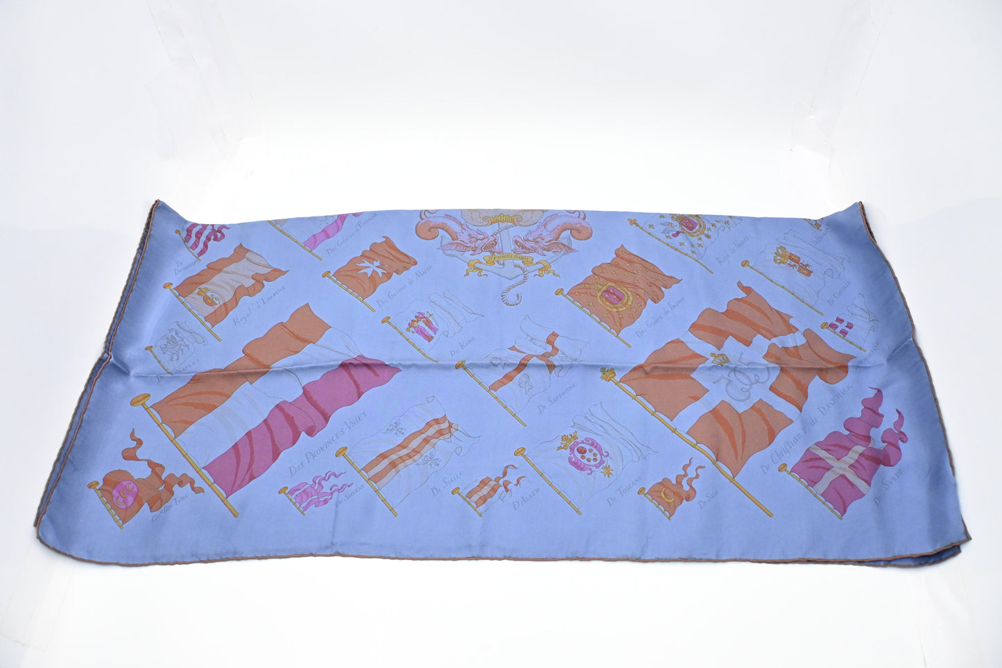 Hermes 'Pavois' Carre 90 in Blue Dip Dye Silk