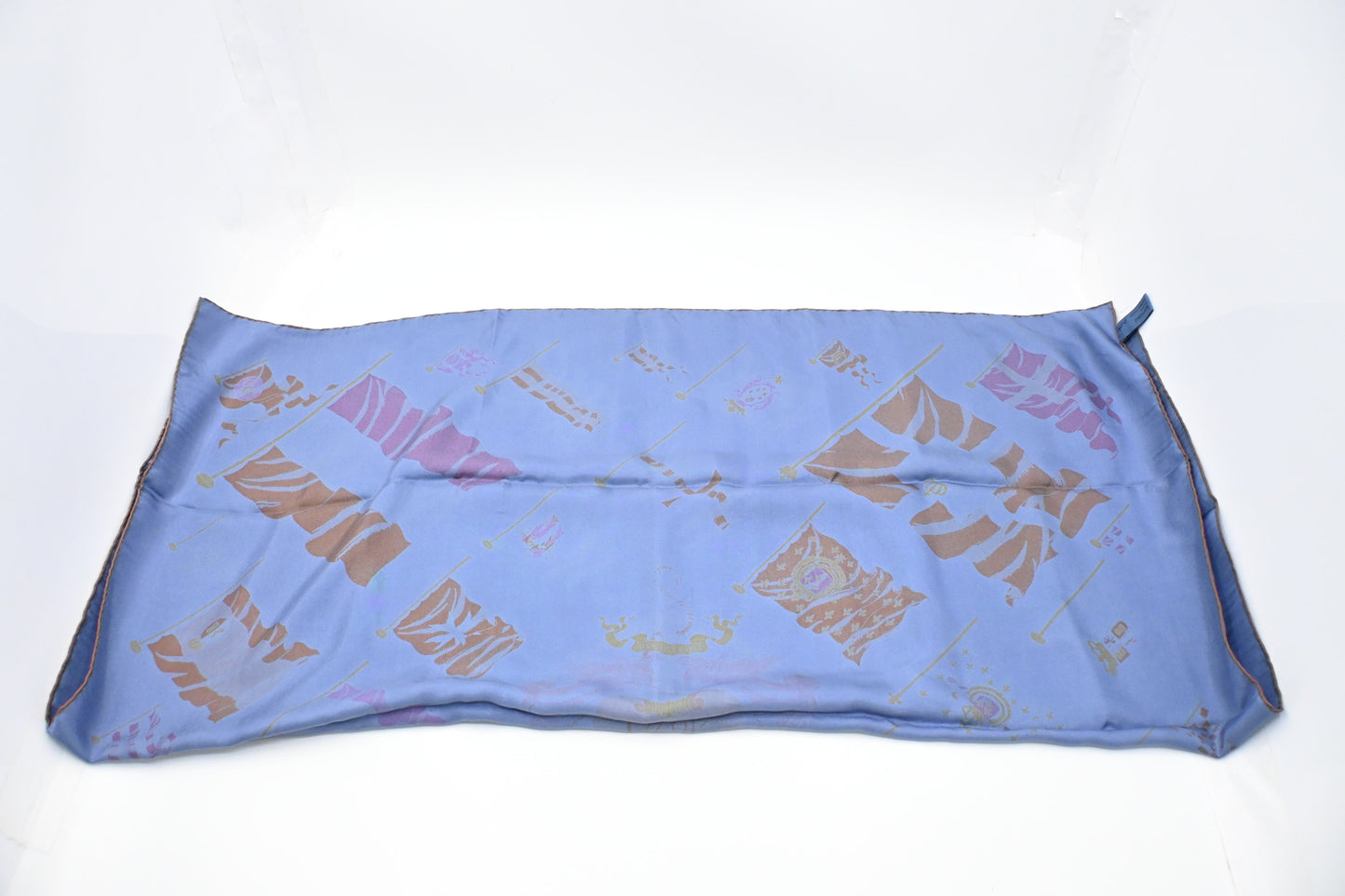 Hermes 'Pavois' Carre 90 in Blue Dip Dye Silk