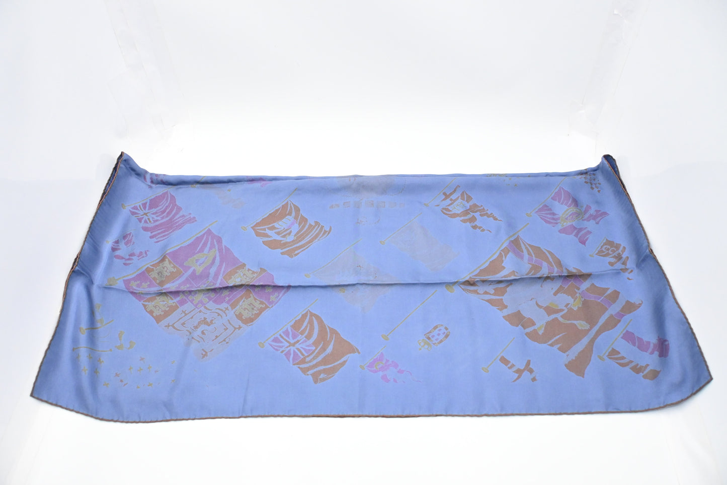 Hermes 'Pavois' Carre 90 in Blue Dip Dye Silk