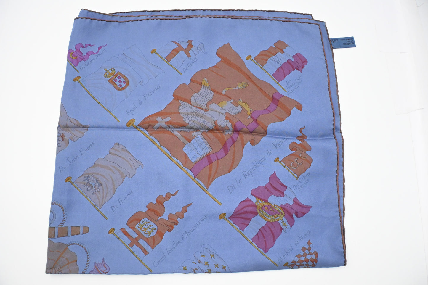 Hermes 'Pavois' Carre 90 in Blue Dip Dye Silk