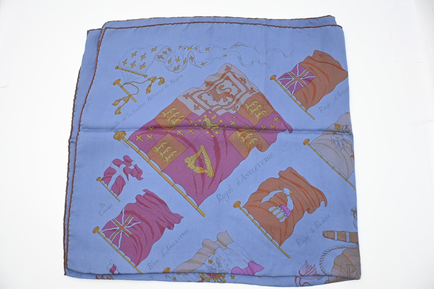 Hermes 'Pavois' Carre 90 in Blue Dip Dye Silk