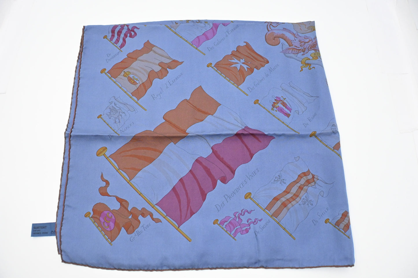 Hermes 'Pavois' Carre 90 in Blue Dip Dye Silk