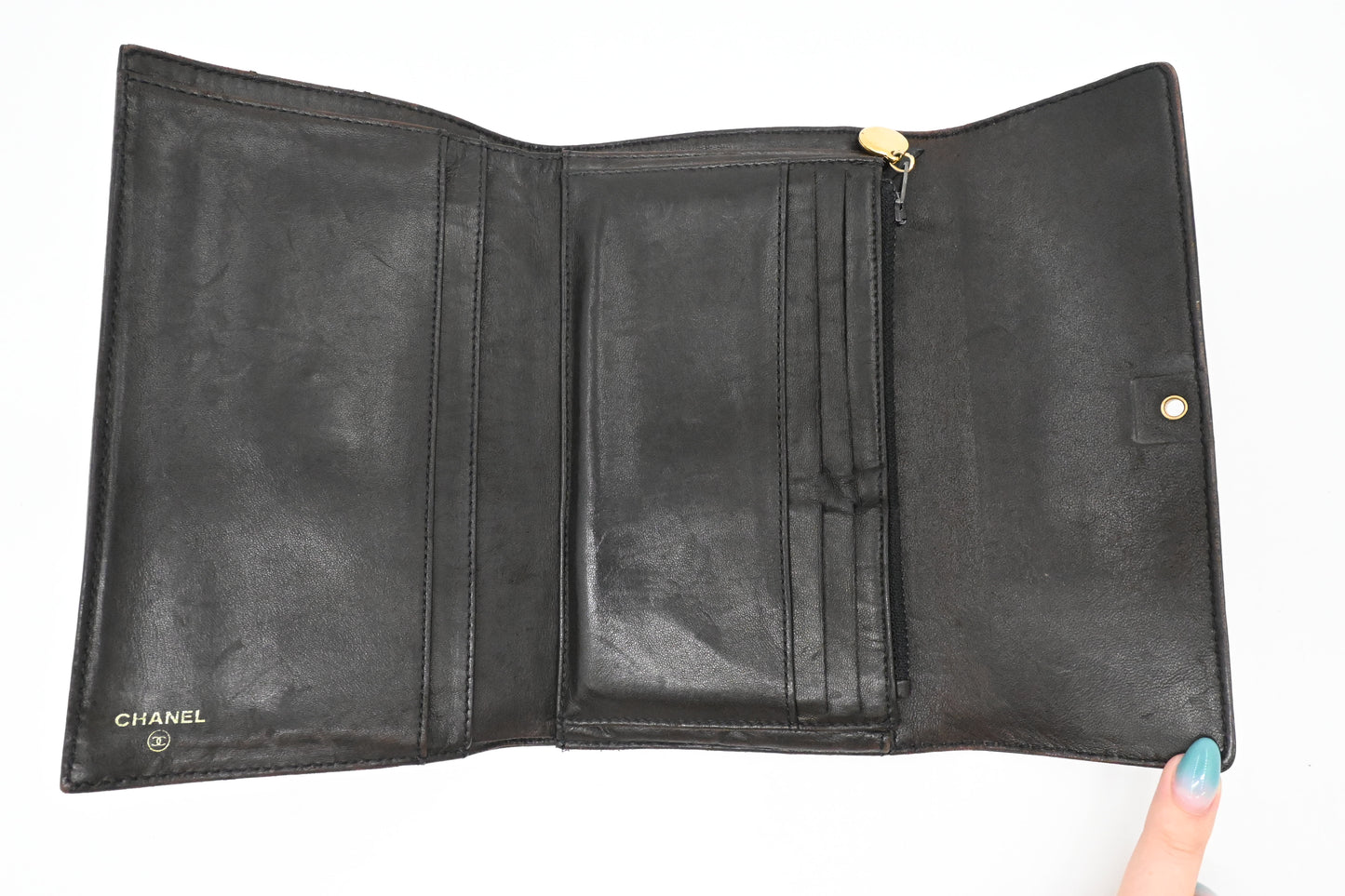 Chanel Trifold Wallet in Black Leather