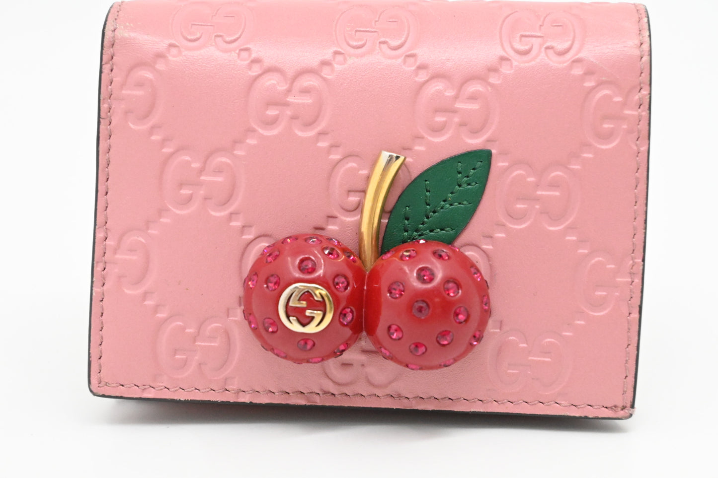 Gucci Cherry Wallet in Pink Guccissima Leather