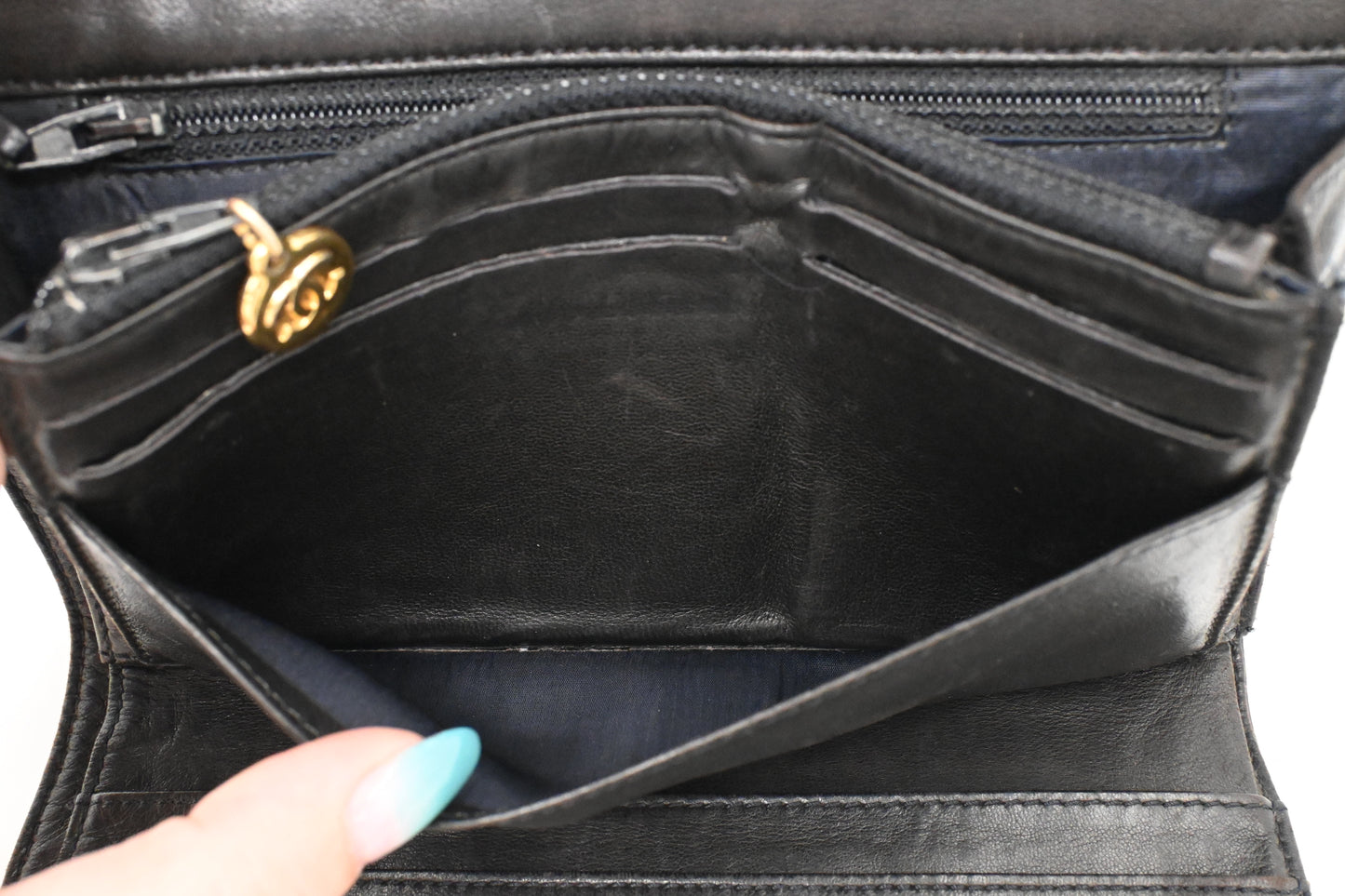 Chanel Trifold Wallet in Black Leather