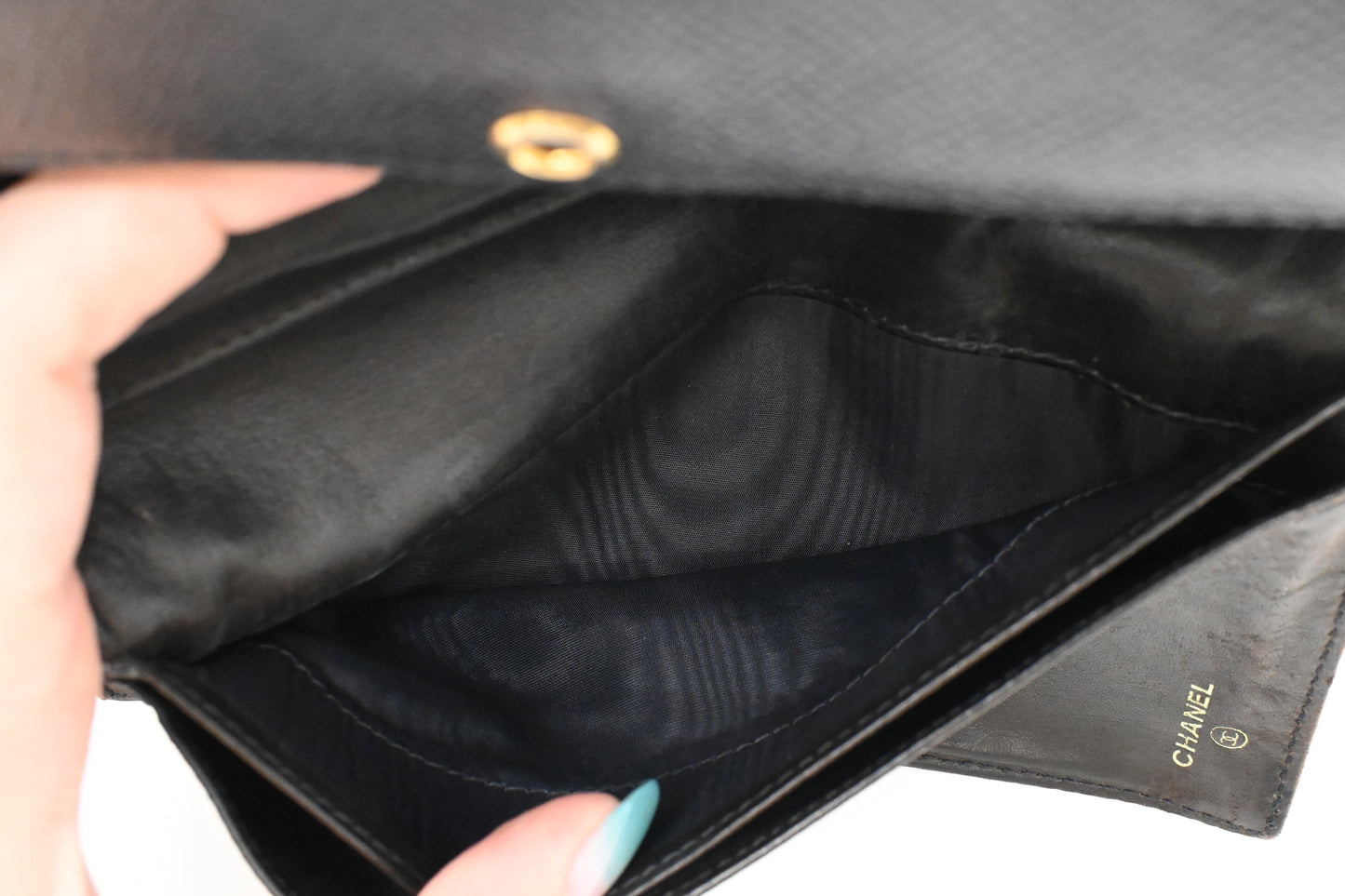 Chanel Trifold Wallet in Black Leather