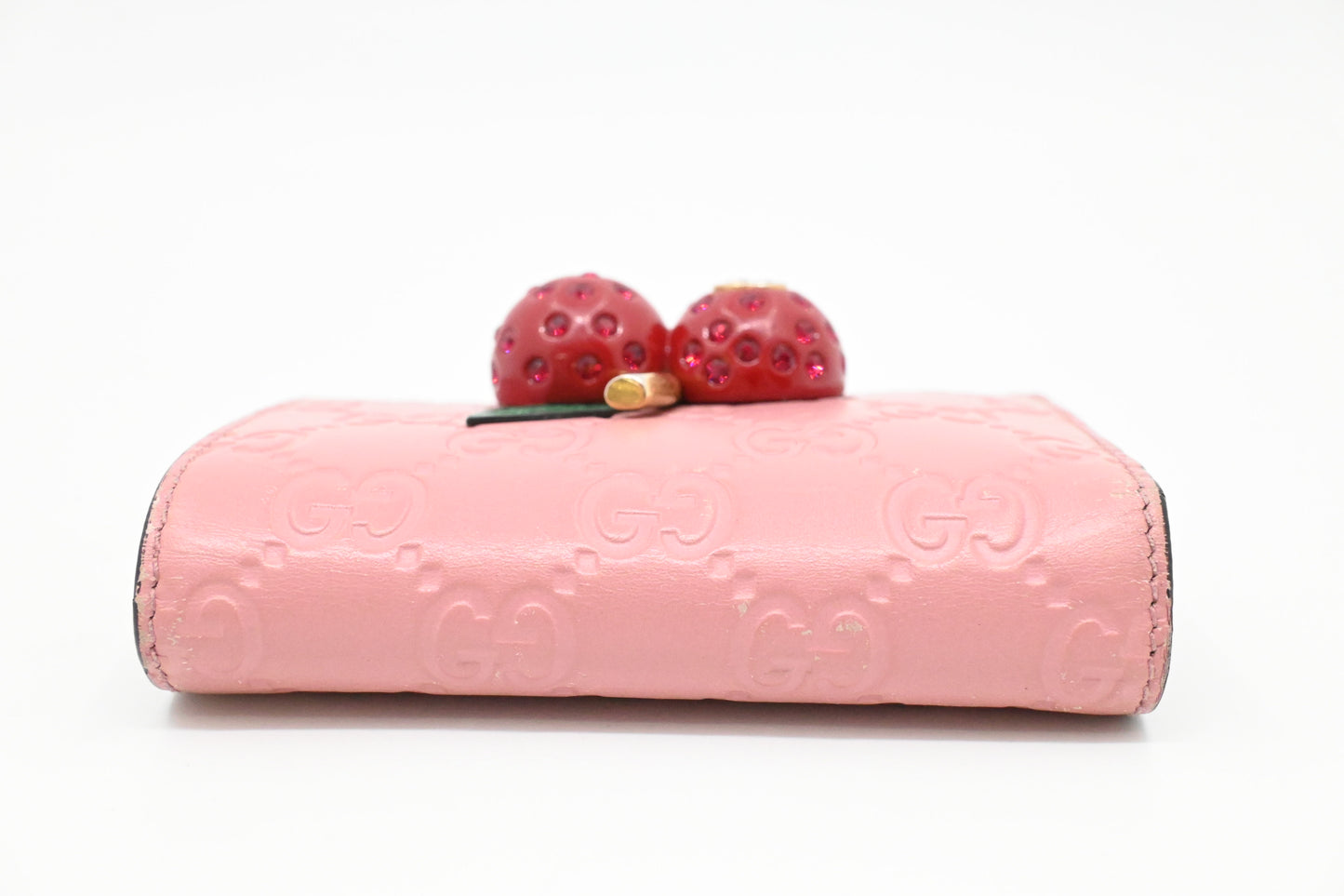 Gucci Cherry Wallet in Pink Guccissima Leather