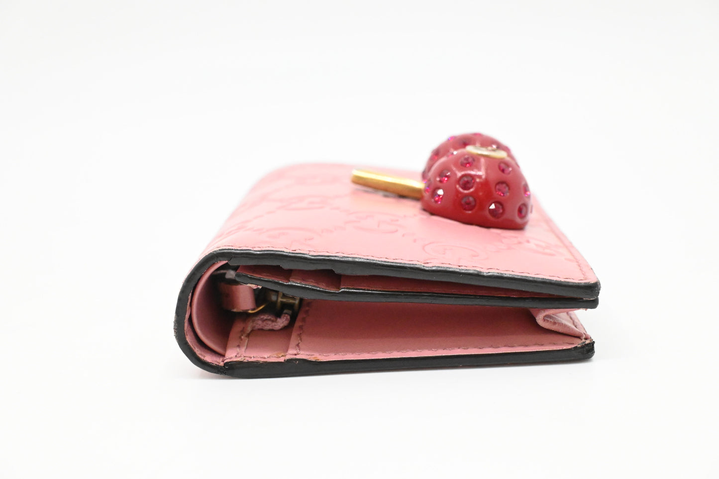 Gucci Cherry Wallet in Pink Guccissima Leather