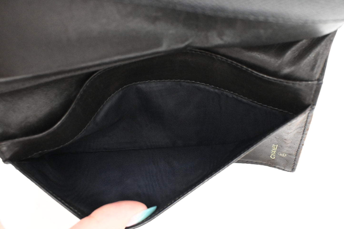 Chanel Trifold Wallet in Black Leather