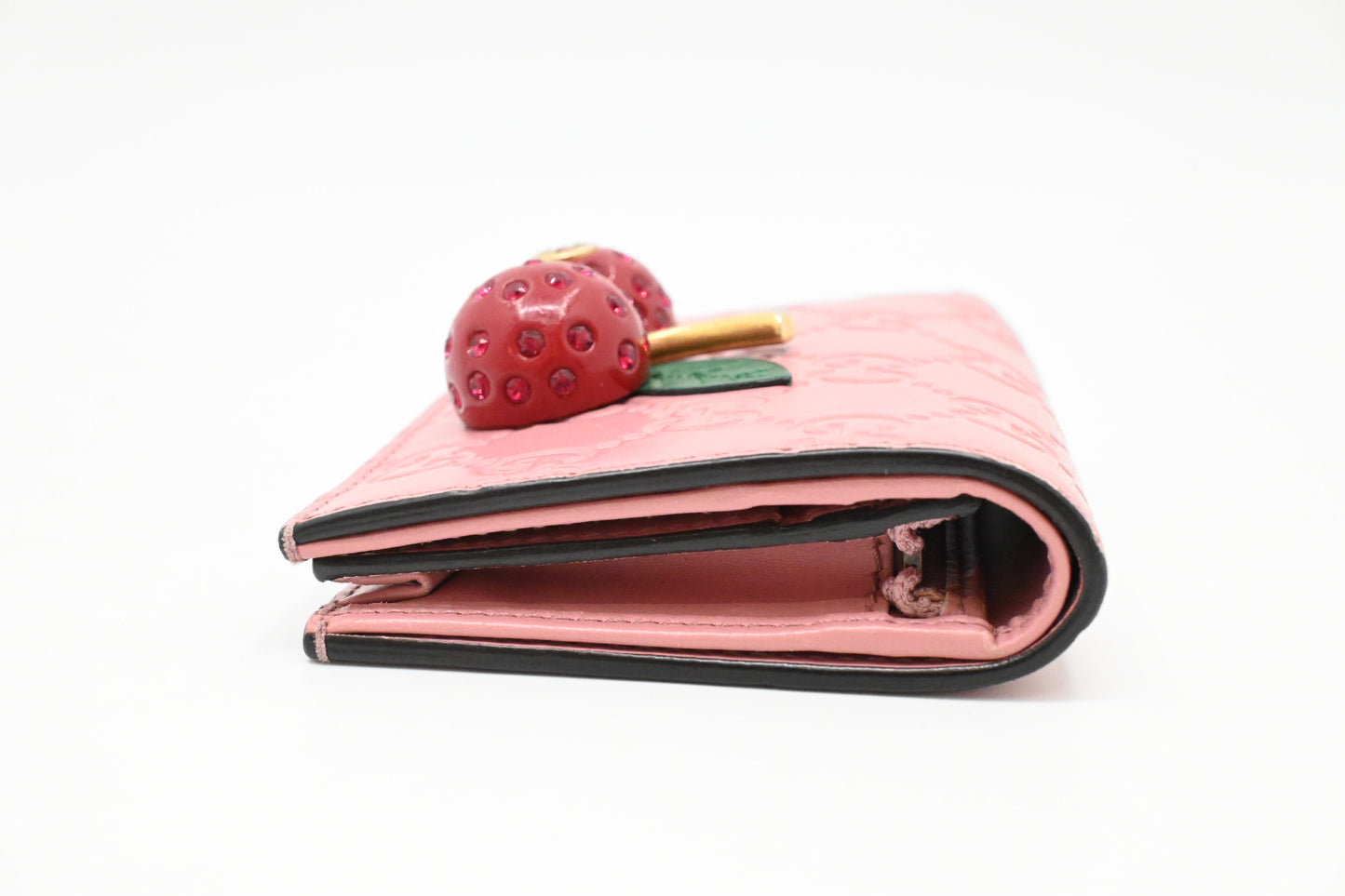Gucci Cherry Wallet in Pink Guccissima Leather