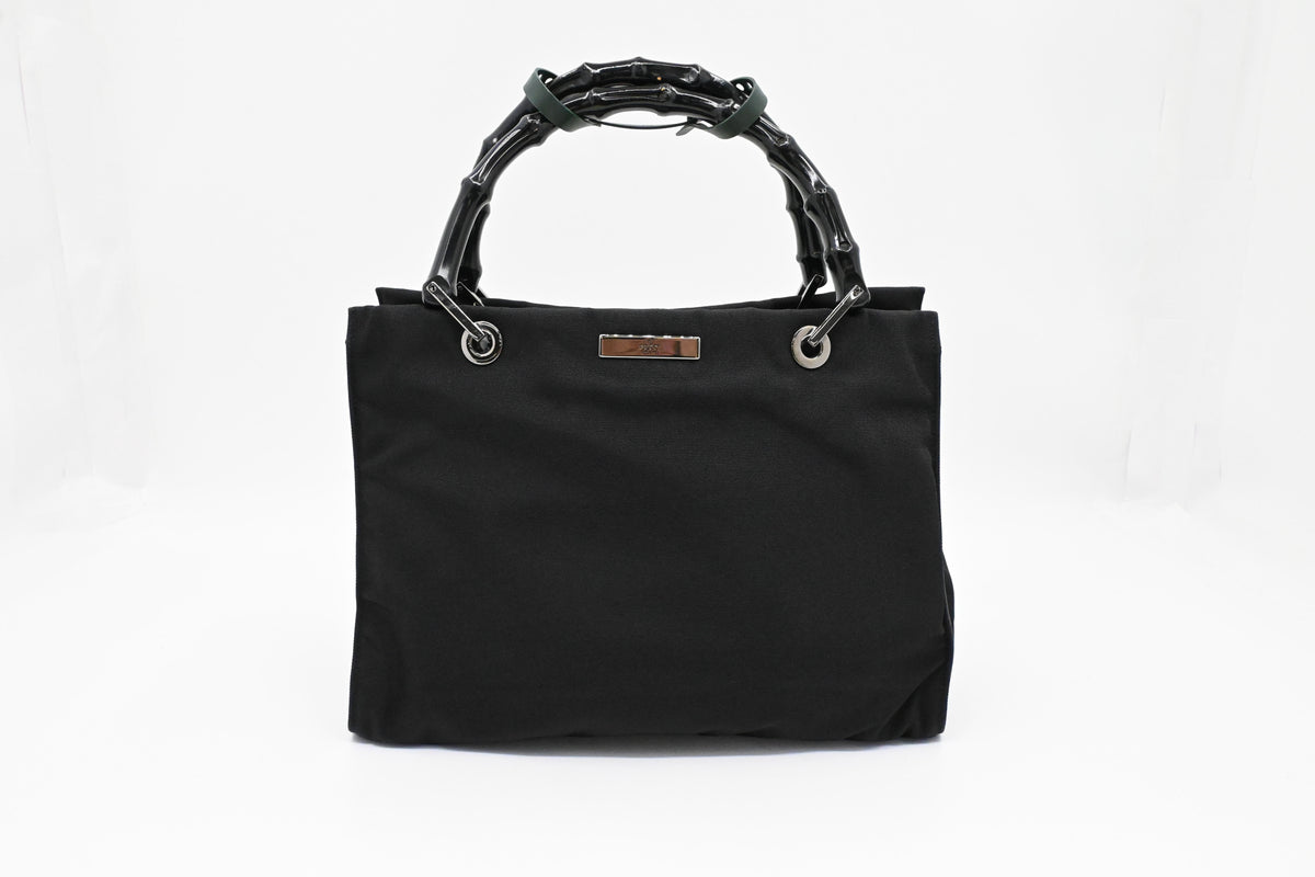 Gucci Bamboo 2way Bag in Black Canvas