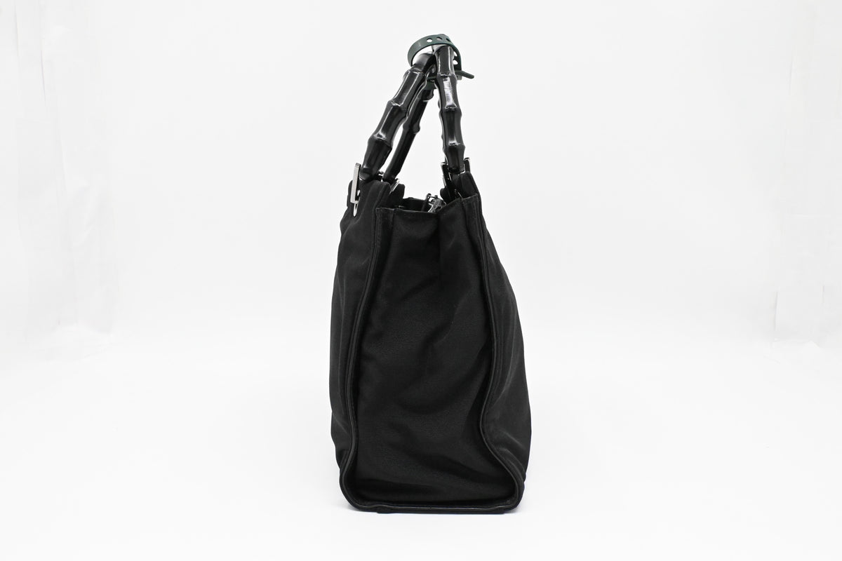 Gucci Bamboo 2way Bag in Black Canvas