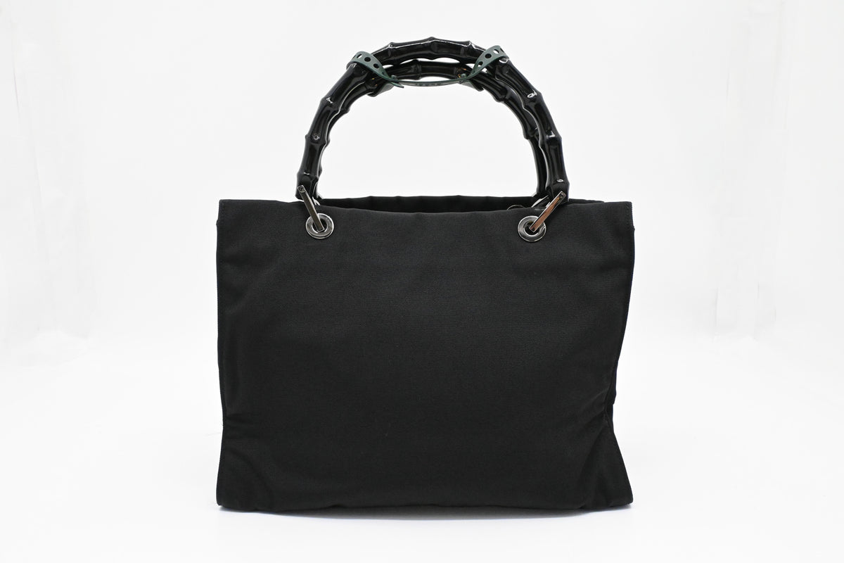 Gucci Bamboo 2way Bag in Black Canvas