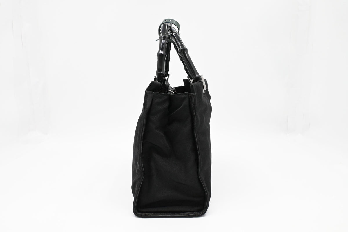 Gucci Bamboo 2way Bag in Black Canvas