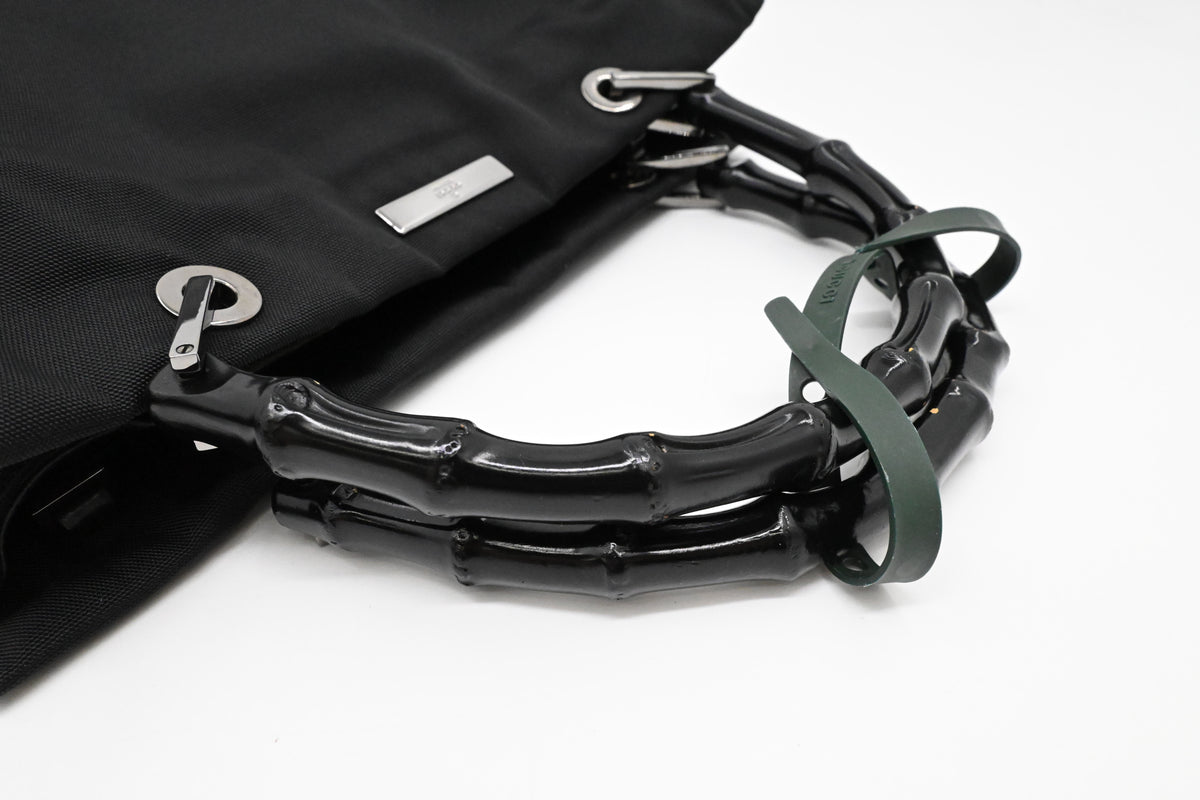Gucci Bamboo 2way Bag in Black Canvas