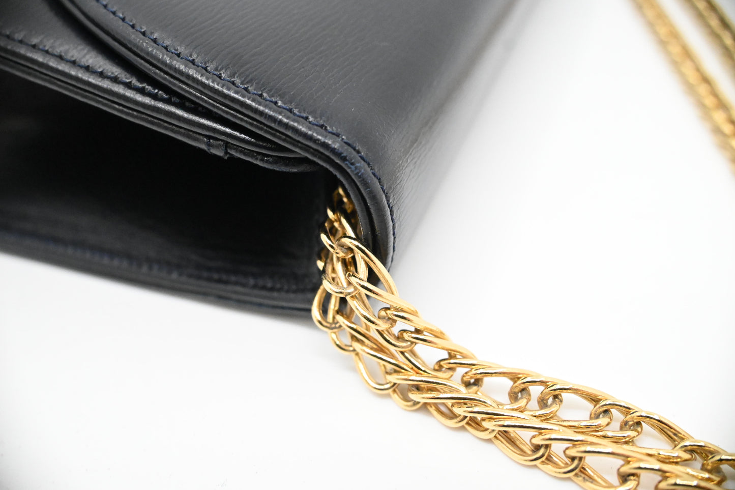 Cartier Chain Shoulder Bag in Navy Leather