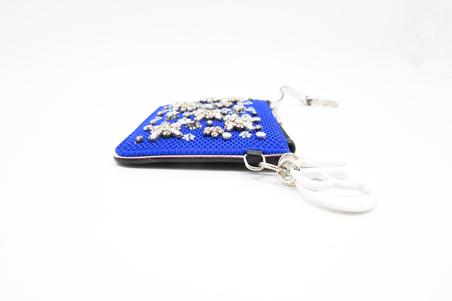 Dior Coin Case in Blue Mesh and Black Leather