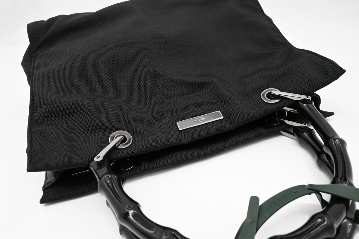Gucci Bamboo 2way Bag in Black Canvas