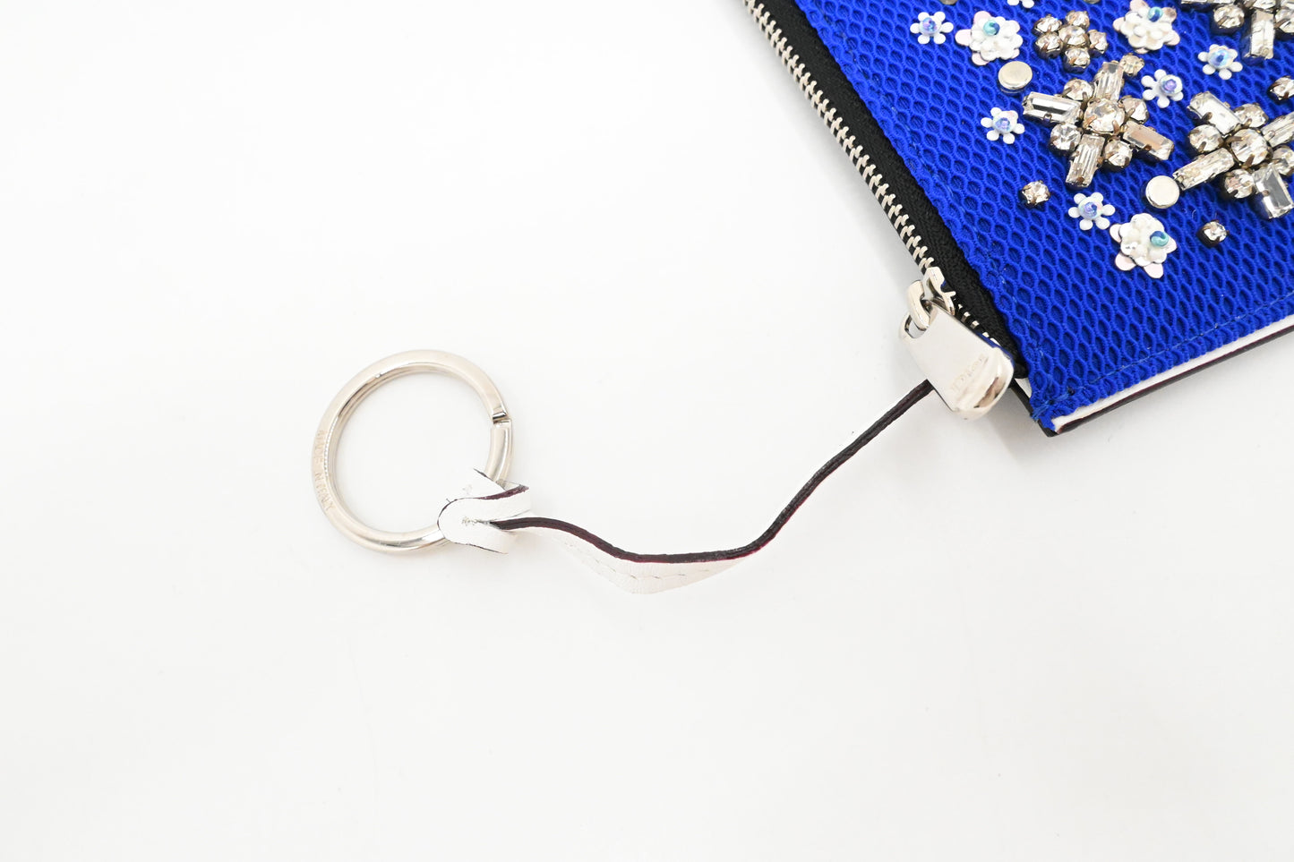 Dior Coin Case in Blue Mesh and Black Leather