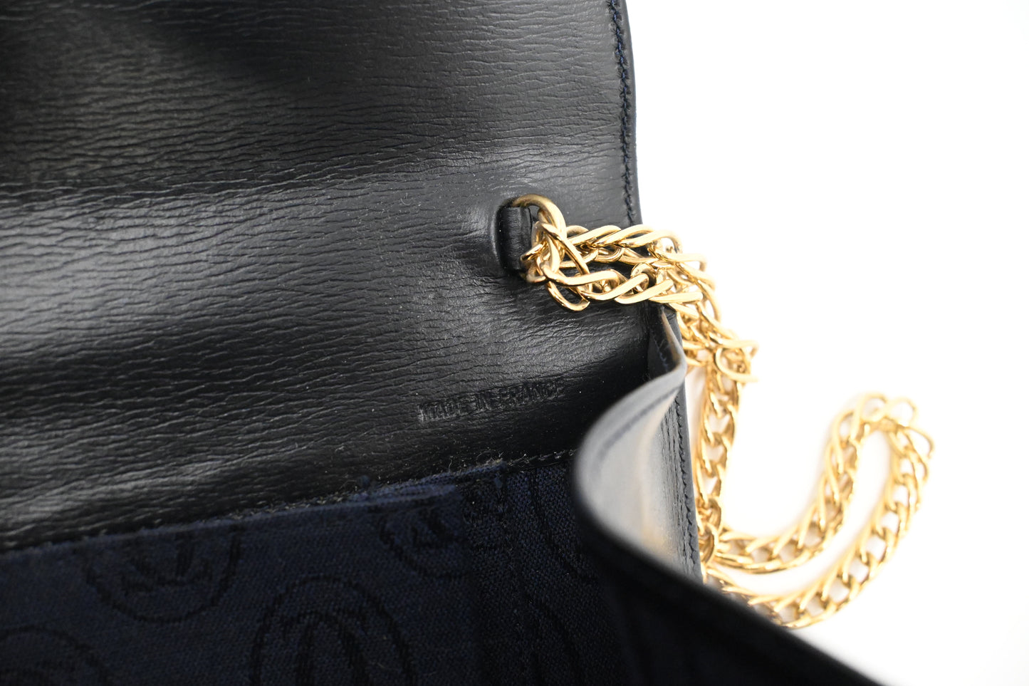 Cartier Chain Shoulder Bag in Navy Leather