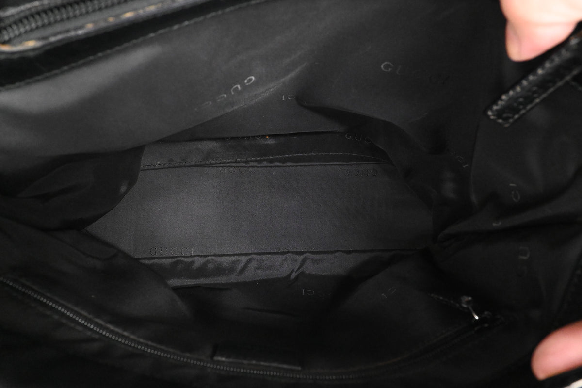Gucci Bamboo 2way Bag in Black Canvas