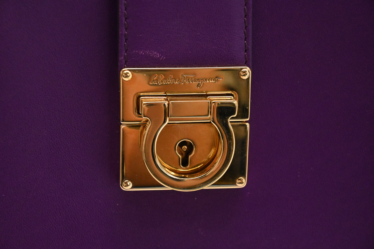 Ferragamo Gancini Handbag in Purple Leather
