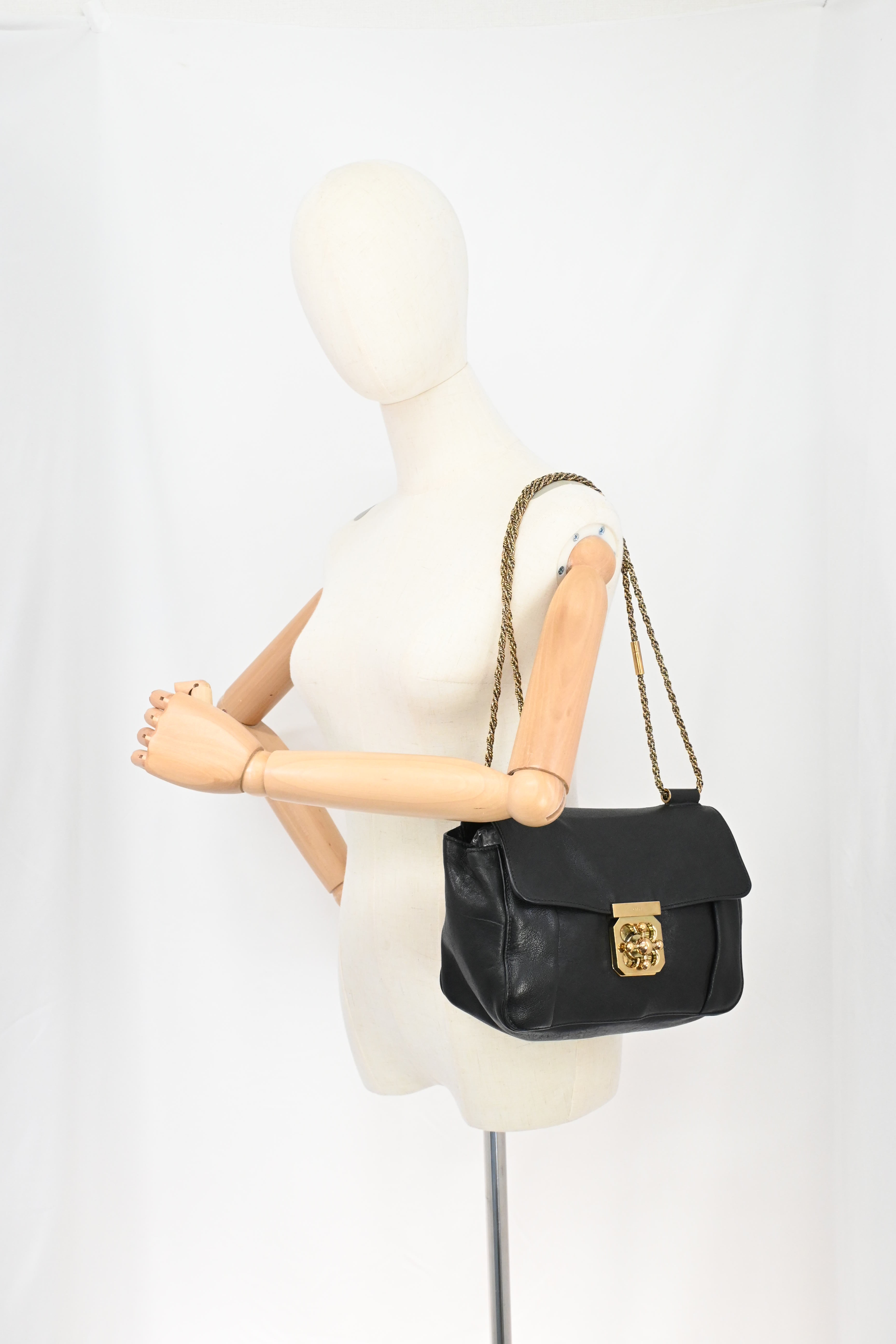 Chloe Elsie Shoulder Bag in Black Leather – Weekly Lux Drop