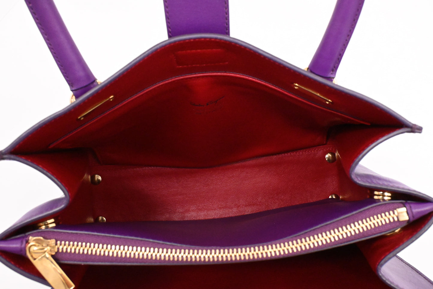 Ferragamo Gancini Handbag in Purple Leather