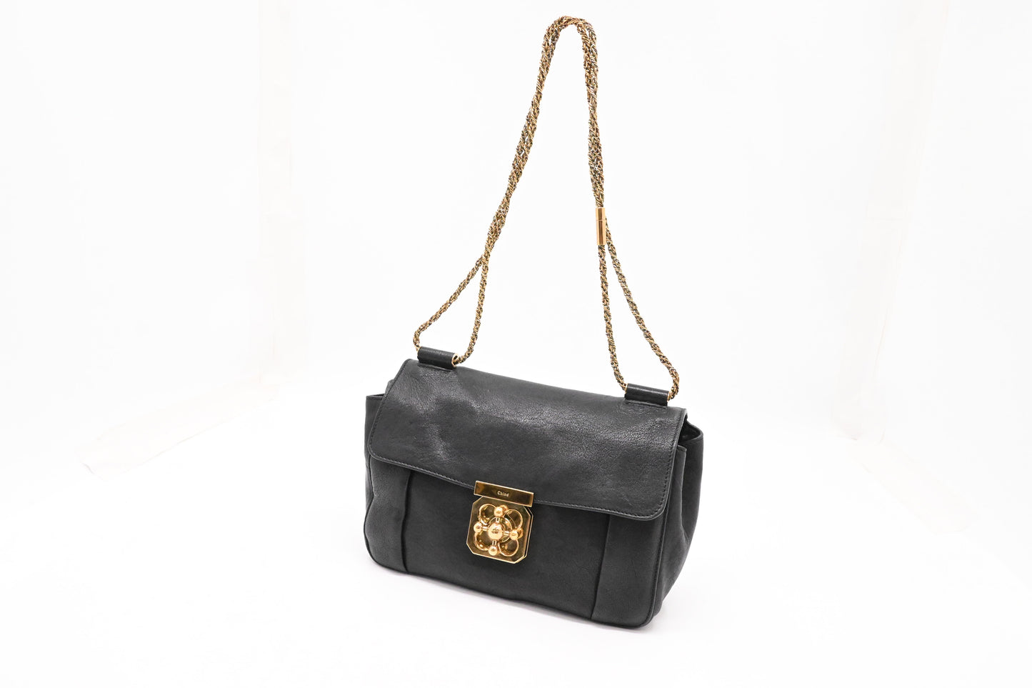 Chloe Elsie Shoulder Bag in Black Leather