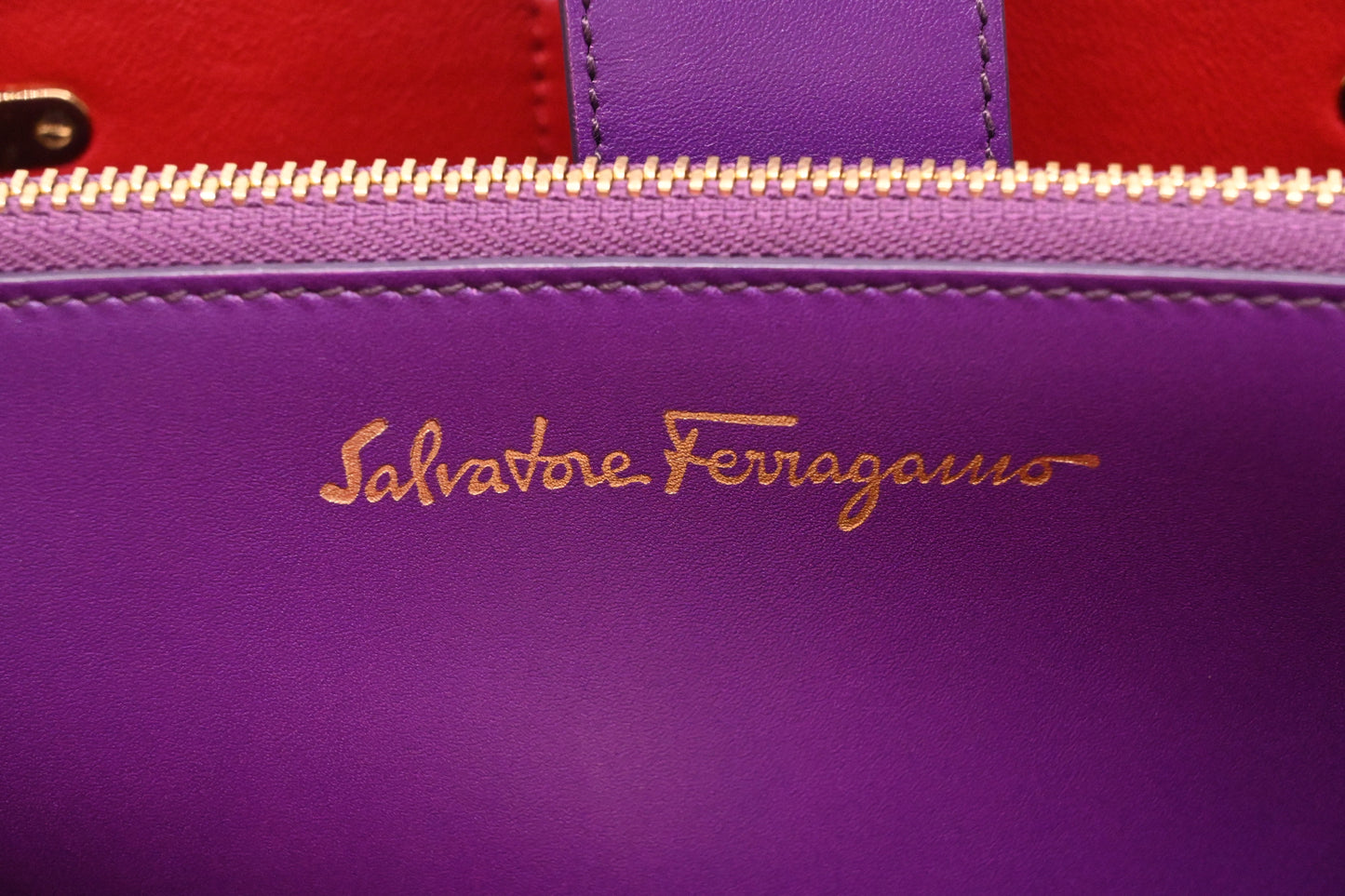Ferragamo Gancini Handbag in Purple Leather