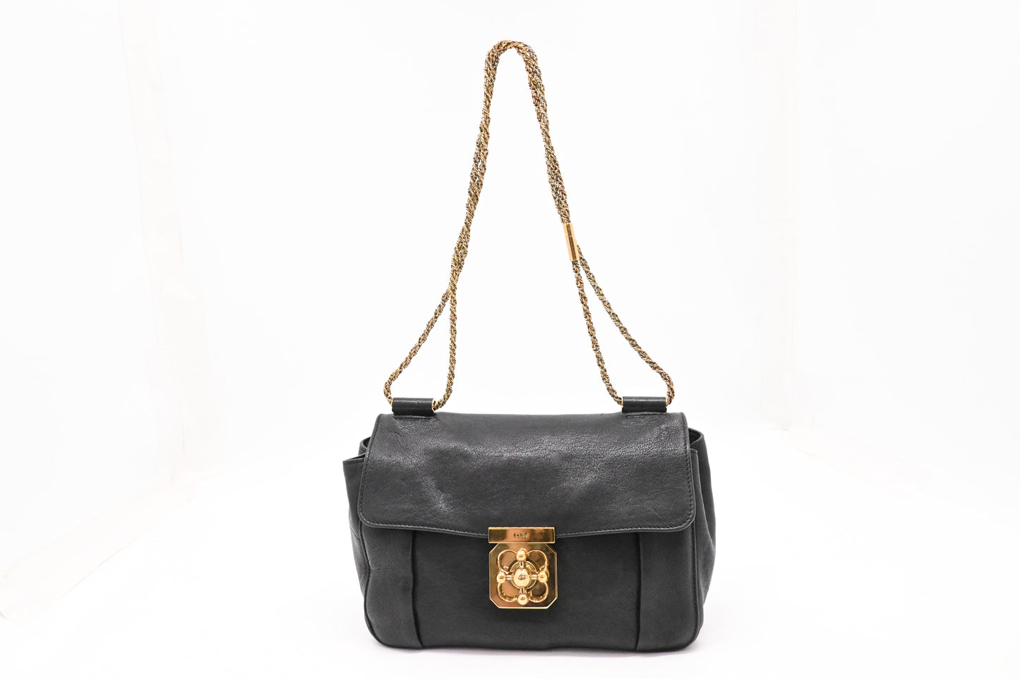 Chloe Elsie Shoulder Bag in Black Leather