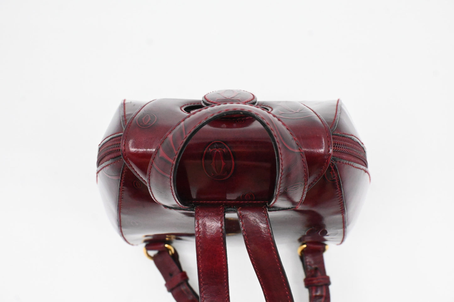 Cartier Happy Birthday Backpack in Burgundy Patent Leather