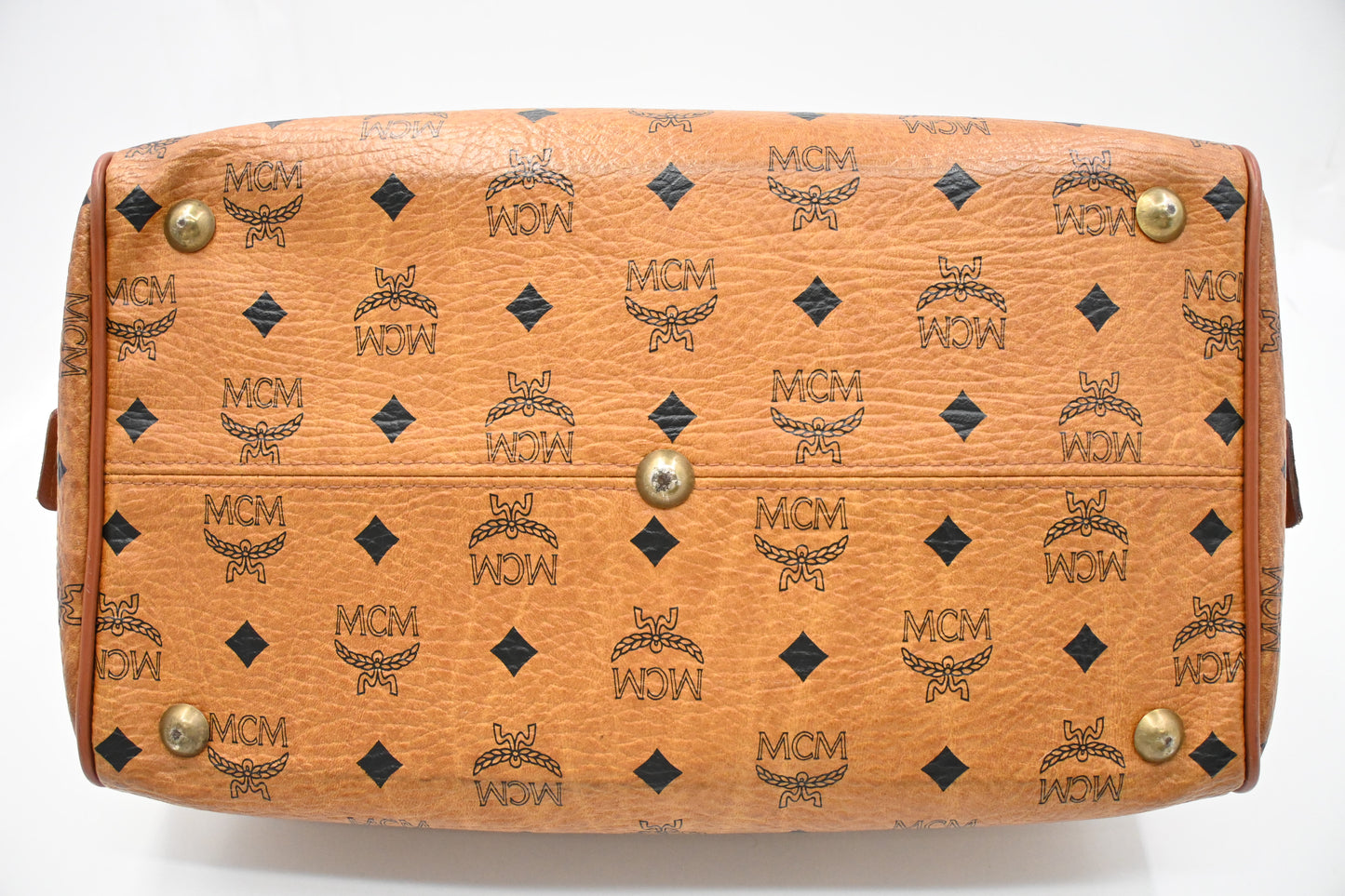 MCM Boston Bag 35 in Cognac Visetos Canvas