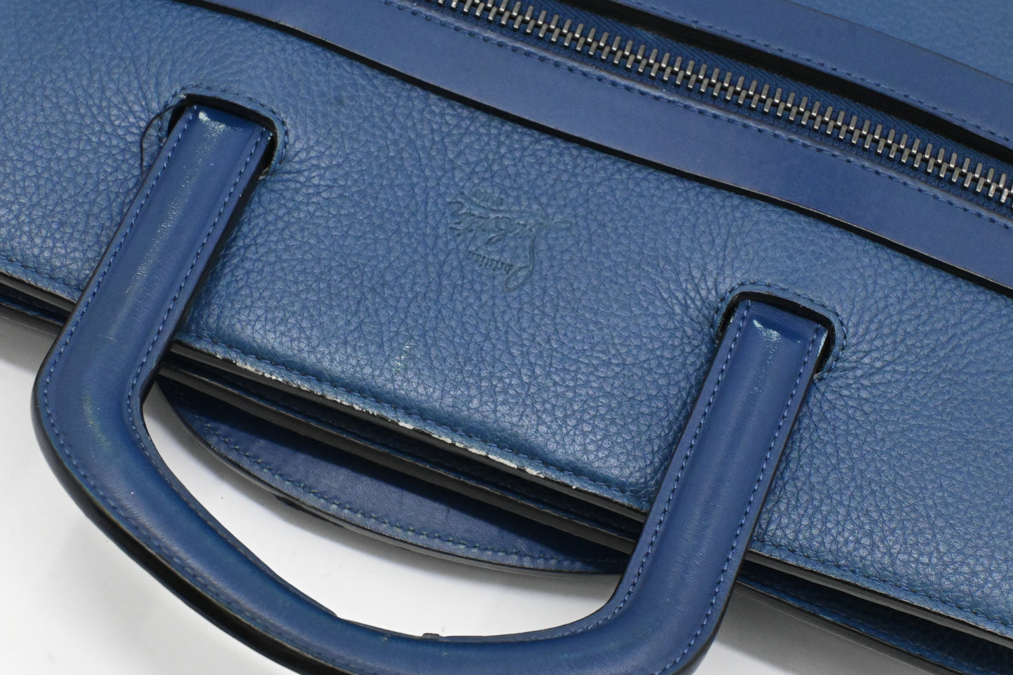 Louboutin TricTrac Portfolio Bag in Blue Leather