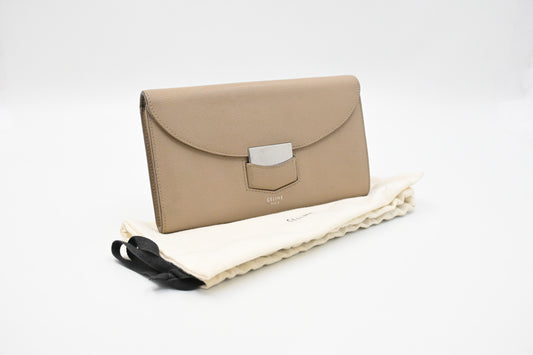 Celine Long Wallet in Beige Leather