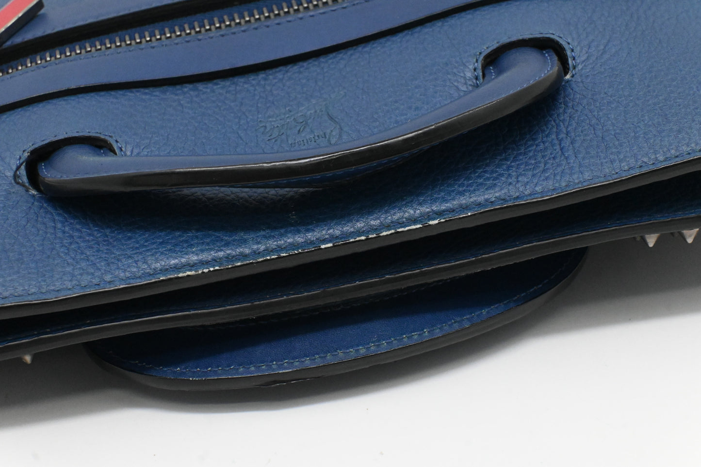 Louboutin TricTrac Portfolio Bag in Blue Leather